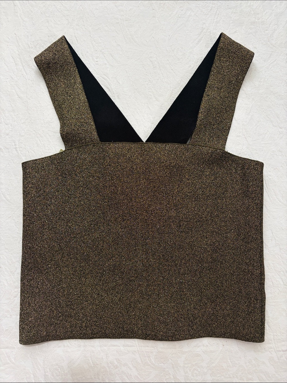 Gianni Bini Metallic Bronze and Black Crop Top